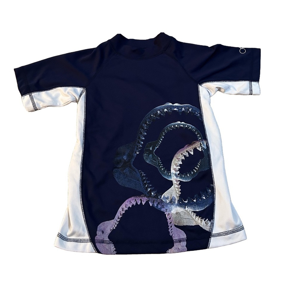 Boys Ocean Pacific Navy and White Shark Teeth Shirt Size Small
